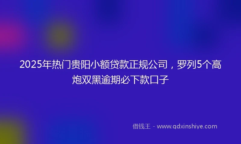 2025年热门贵阳小额贷款正规公司，罗列5个高炮双黑逾期必下款口子