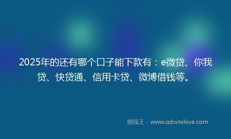 2025年的还有哪个口子能下款有：e微贷、你我贷、快贷通、信用卡贷、微博借钱等。