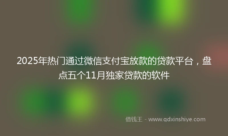 2025年热门通过微信支付宝放款的贷款平台，盘点五个11月独家贷款的软件