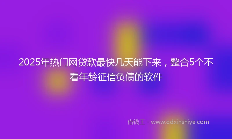 2025年热门网贷款最快几天能下来，整合5个不看年龄征信负债的软件