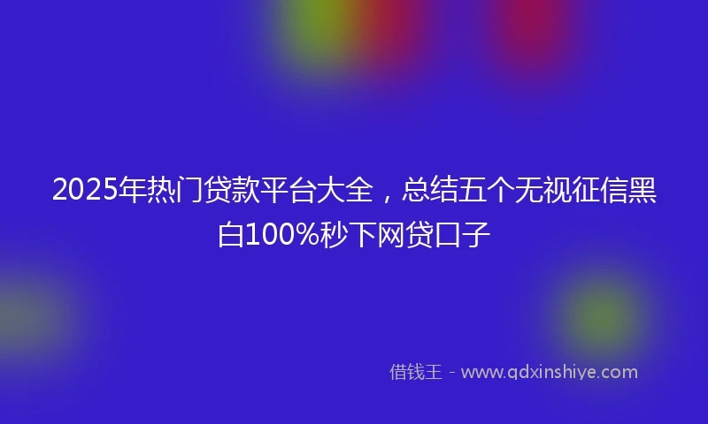 2025年热门贷款平台大全，总结五个无视征信黑白100%秒下网贷口子