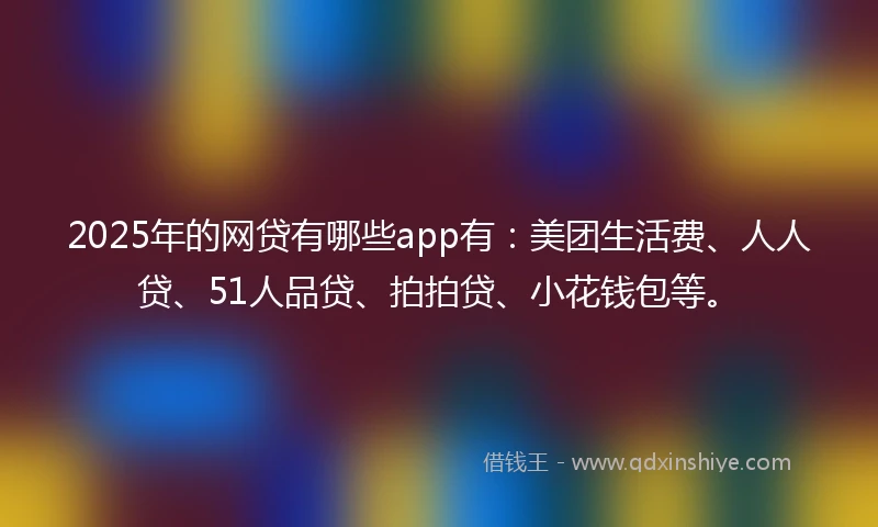 2025年的网贷有哪些app有：美团生活费、人人贷、51人品贷、拍拍贷、小花钱包等。