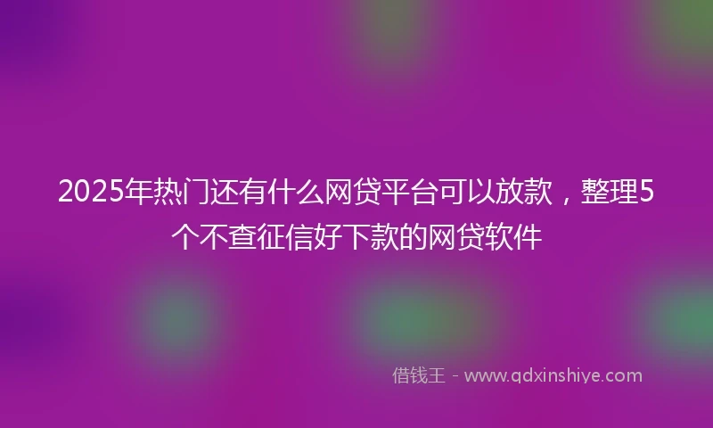 2025年热门还有什么网贷平台可以放款，整理5个不查征信好下款的网贷软件