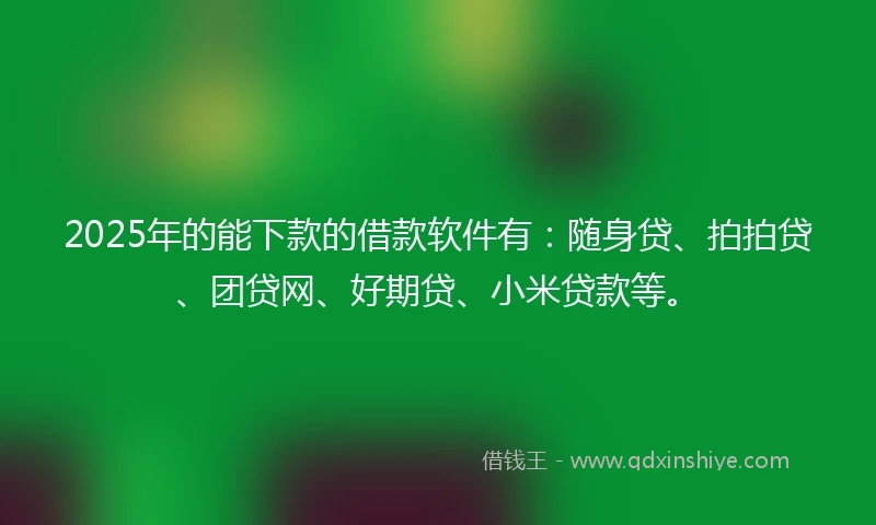 2025年的能下款的借款软件有：随身贷、拍拍贷、团贷网、好期贷、小米贷款等。