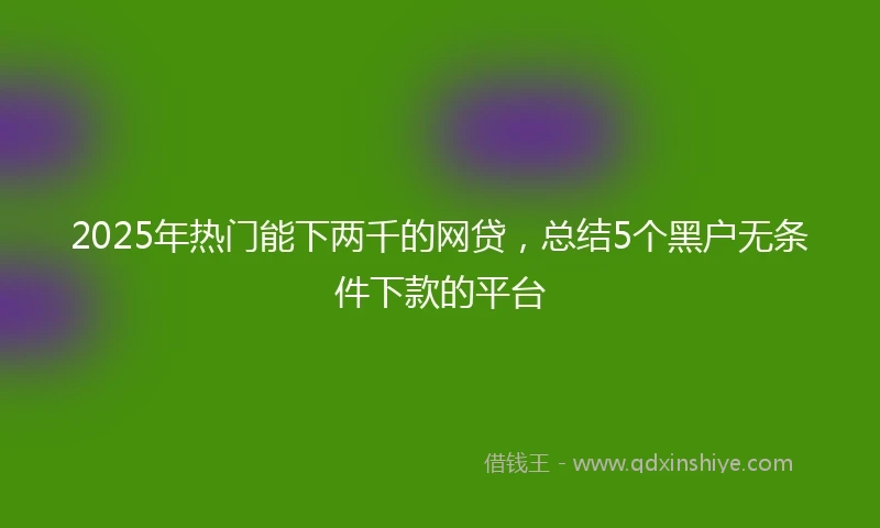 2025年热门能下两千的网贷，总结5个黑户无条件下款的平台