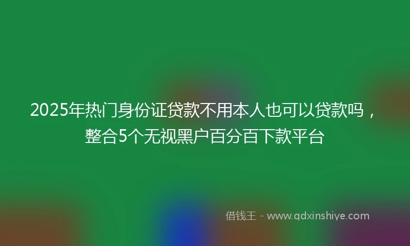 2025年热门身份证贷款不用本人也可以贷款吗,整合5个无视黑户百分百下款平台