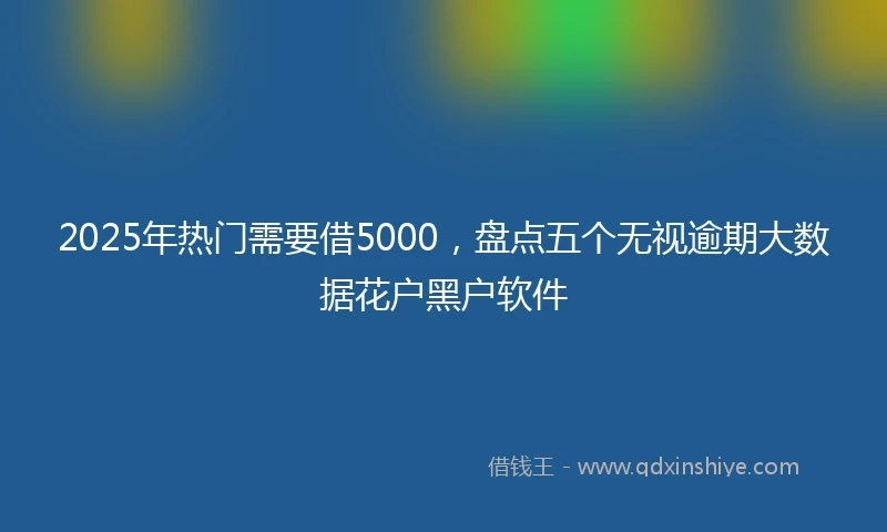 2025年热门需要借5000，盘点五个无视逾期大数据花户黑户软件