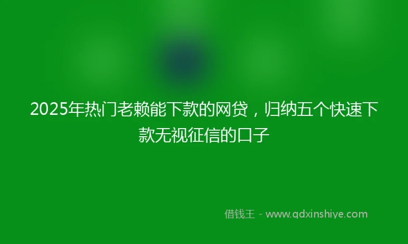 2025年热门老赖能下款的网贷，归纳五个快速下款无视征信的口子