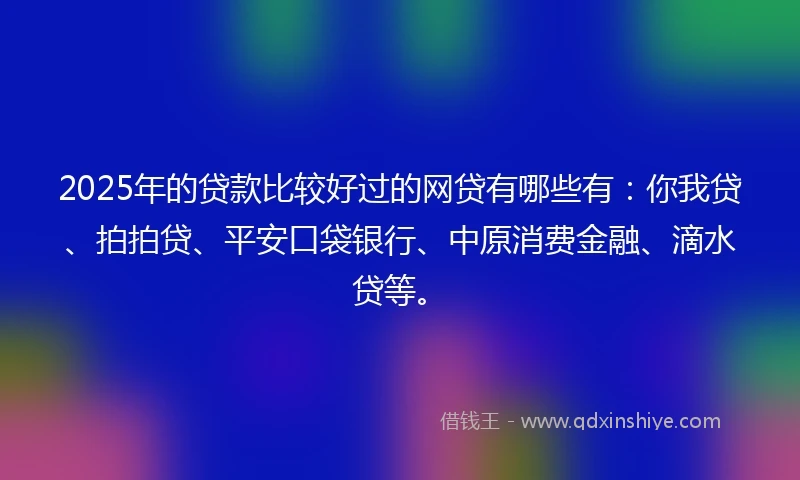 2025年的贷款比较好过的网贷有哪些有：你我贷、拍拍贷、平安口袋银行、中原消费金融、滴水贷等。