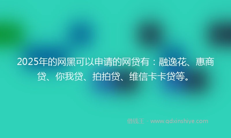 2025年的网黑可以申请的网贷有：融逸花、惠商贷、你我贷、拍拍贷、维信卡卡贷等。