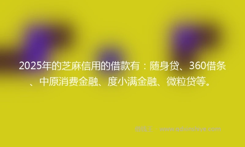 2025年的芝麻信用的借款有：随身贷、360借条、中原消费金融、度小满金融、微粒贷等。