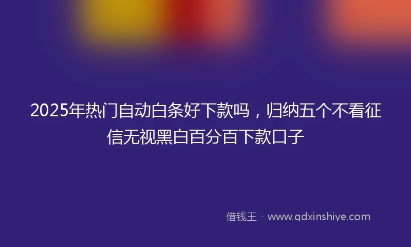 2025年热门自动白条好下款吗，归纳五个不看征信无视黑白百分百下款口子