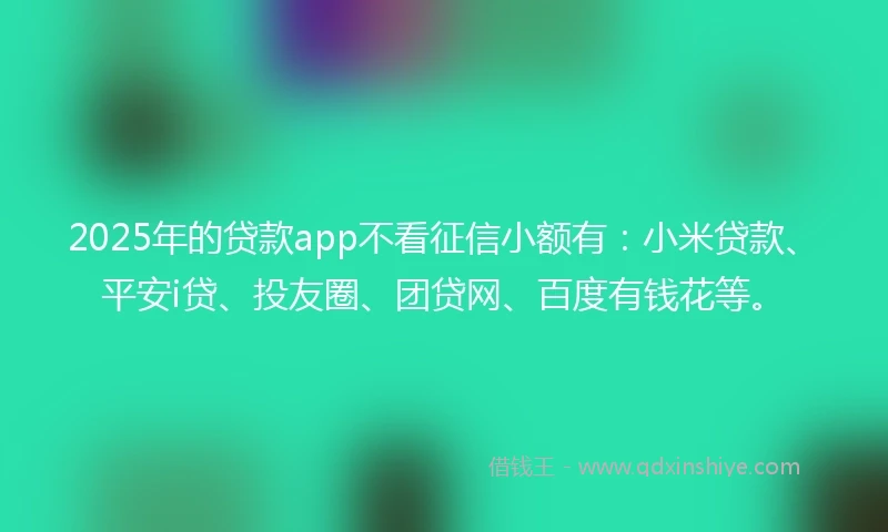 2025年的贷款app不看征信小额有：小米贷款、平安i贷、投友圈、团贷网、百度有钱花等。