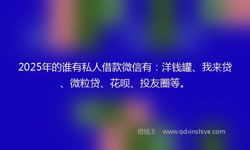 2025年的谁有私人借款微信有：洋钱罐、我来贷、微粒贷、花呗、投友圈等。