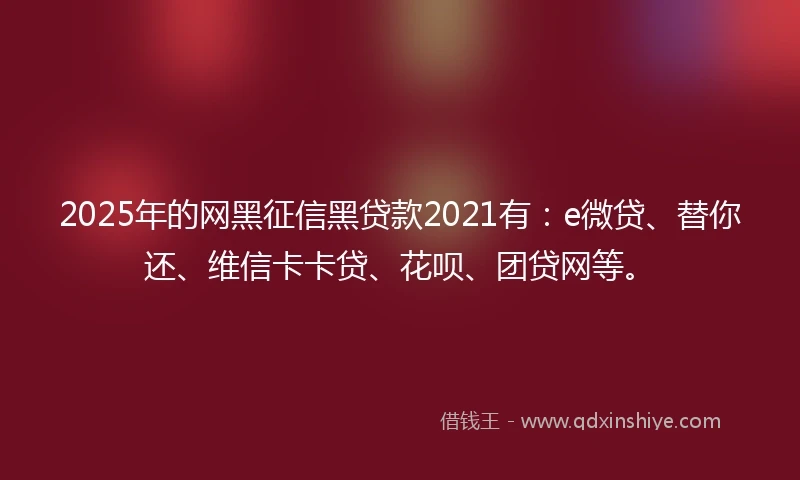 2025年的网黑征信黑贷款2021有：e微贷、替你还、维信卡卡贷、花呗、团贷网等。