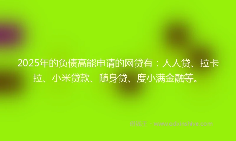 2025年的负债高能申请的网贷有：人人贷、拉卡拉、小米贷款、随身贷、度小满金融等。