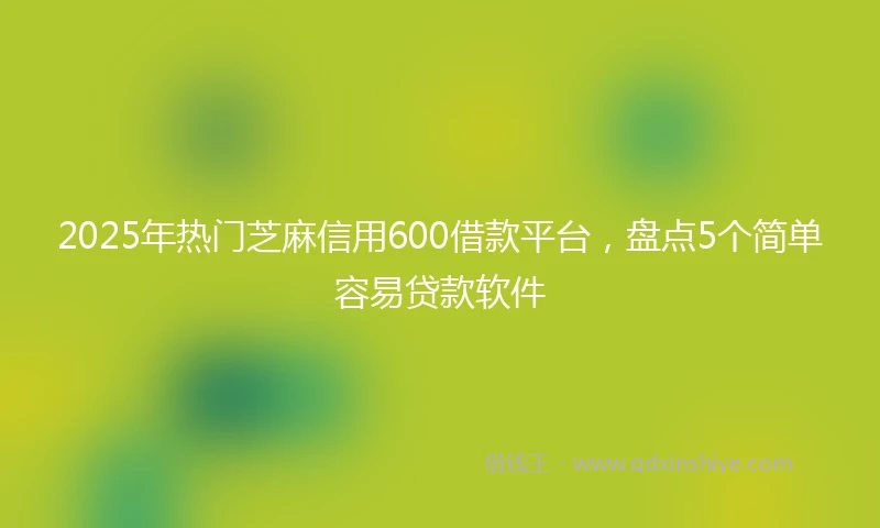 2025年热门芝麻信用600借款平台，盘点5个简单容易贷款软件