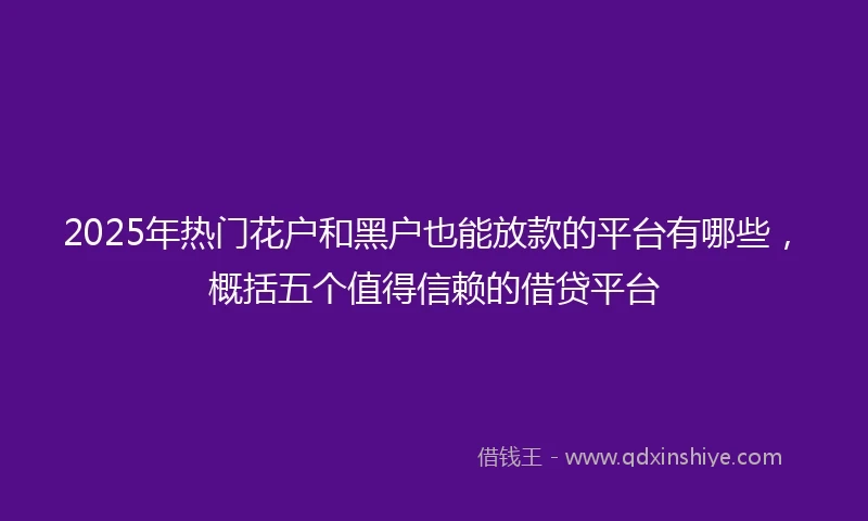 2025年热门花户和黑户也能放款的平台有哪些，概括五个值得信赖的借贷平台