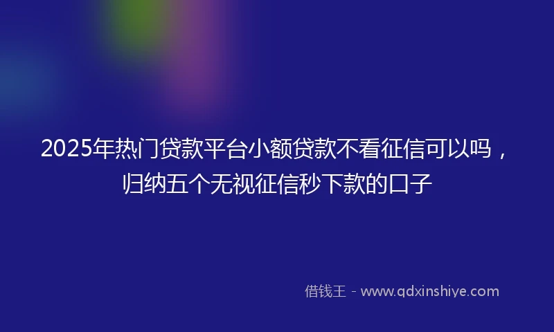 2025年热门贷款平台小额贷款不看征信可以吗，归纳五个无视征信秒下款的口子