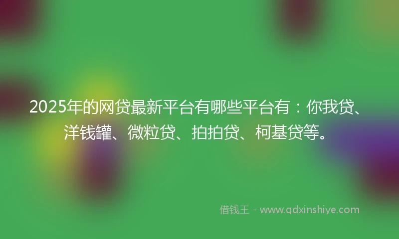 2025年的网贷最新平台有哪些平台有：你我贷、洋钱罐、微粒贷、拍拍贷、柯基贷等。