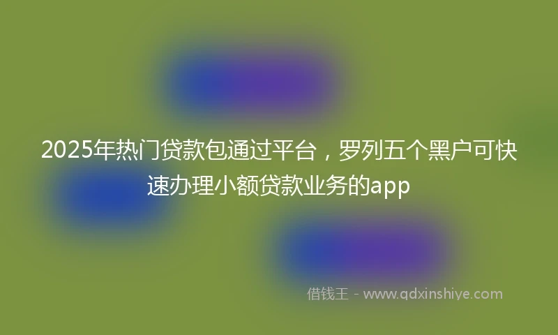 2025年热门贷款包通过平台，罗列五个黑户可快速办理小额贷款业务的app