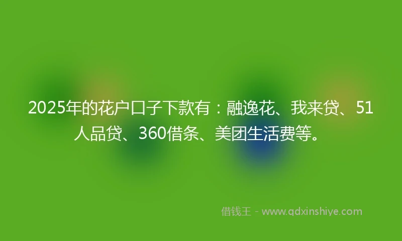 2025年的花户口子下款有：融逸花、我来贷、51人品贷、360借条、美团生活费等。