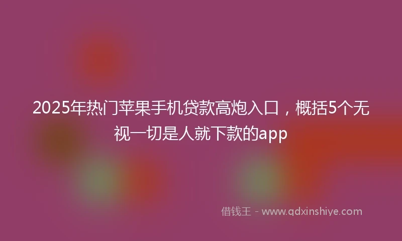 2025年热门苹果手机贷款高炮入口，概括5个无视一切是人就下款的app