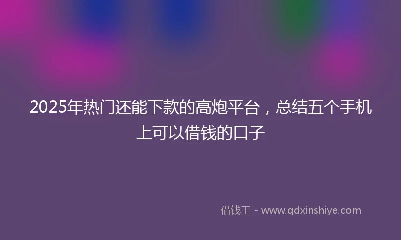 2025年热门还能下款的高炮平台，总结五个手机上可以借钱的口子