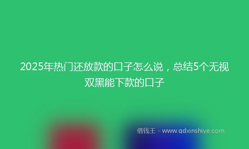 2025年热门还放款的口子怎么说，总结5个无视双黑能下款的口子