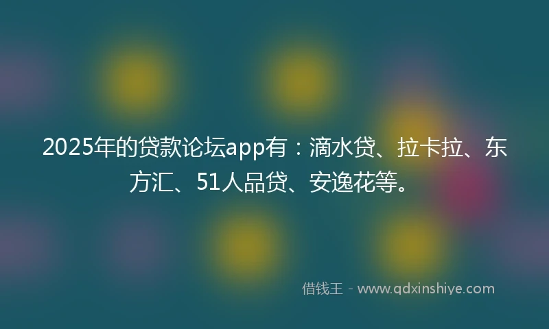 2025年的贷款论坛app有：滴水贷、拉卡拉、东方汇、51人品贷、安逸花等。