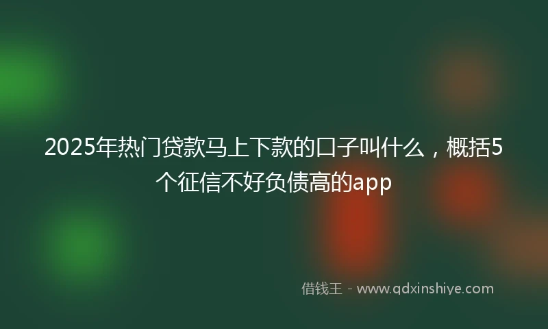 2025年热门贷款马上下款的口子叫什么，概括5个征信不好负债高的app