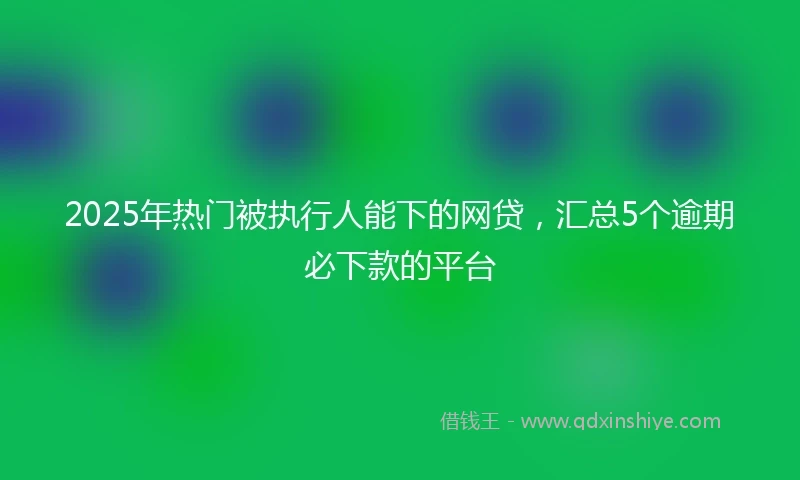 2025年热门被执行人能下的网贷，汇总5个逾期必下款的平台