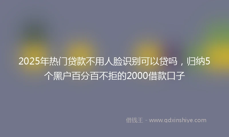 2025年热门贷款不用人脸识别可以贷吗，归纳5个黑户百分百不拒的2000借款口子
