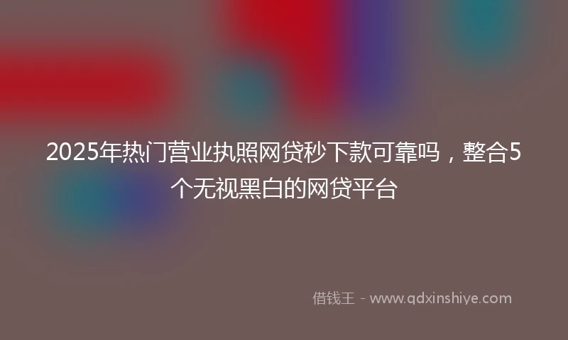 2025年热门营业执照网贷秒下款可靠吗，整合5个无视黑白的网贷平台