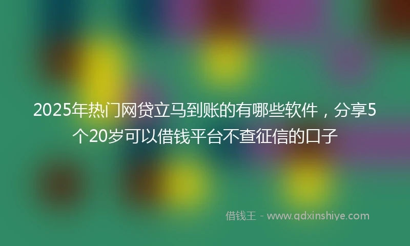 2025年热门网贷立马到账的有哪些软件，分享5个20岁可以借钱平台不查征信的口子