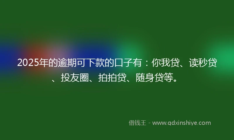 2025年的逾期可下款的口子有：你我贷、读秒贷、投友圈、拍拍贷、随身贷等。
