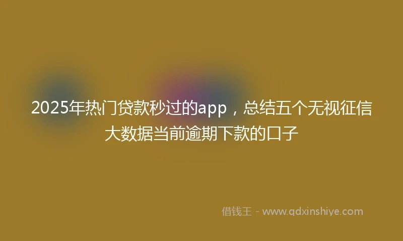 2025年热门贷款秒过的app，总结五个无视征信大数据当前逾期下款的口子