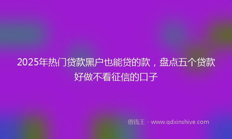 2025年热门贷款黑户也能贷的款，盘点五个贷款好做不看征信的口子