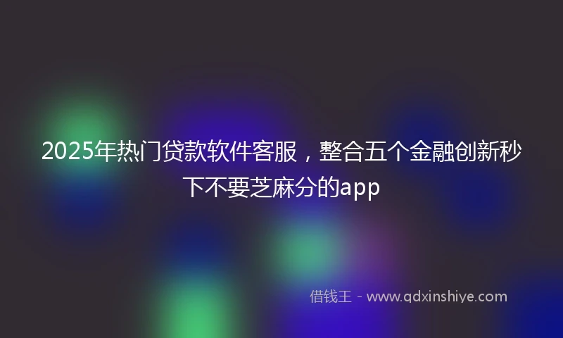 2025年热门贷款软件客服，整合五个金融创新秒下不要芝麻分的app