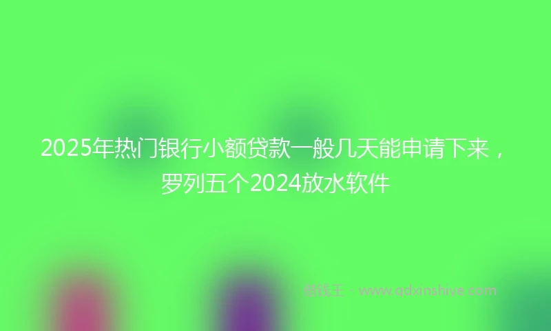 2025年热门银行小额贷款一般几天能申请下来，罗列五个2024放水软件