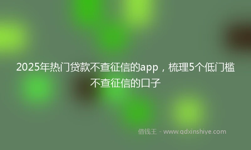 2025年热门贷款不查征信的app，梳理5个低门槛不查征信的口子