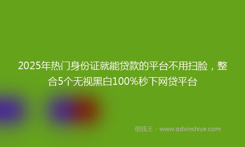 2025年热门身份证就能贷款的平台不用扫脸，整合5个无视黑白100%秒下网贷平台