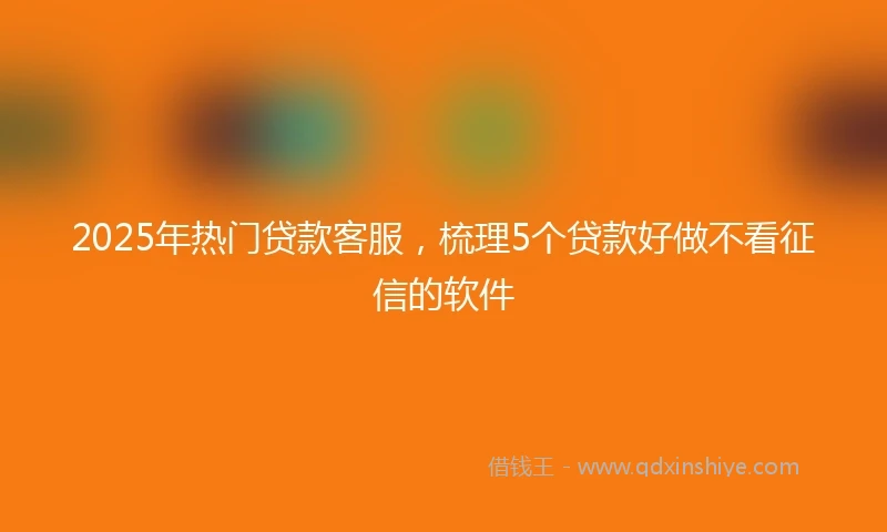 2025年热门贷款客服，梳理5个贷款好做不看征信的软件