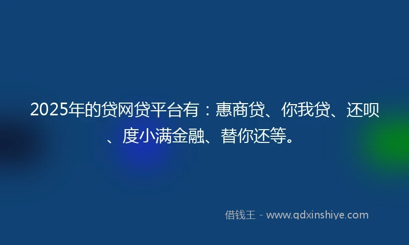 2025年的贷网贷平台有：惠商贷、你我贷、还呗、度小满金融、替你还等。