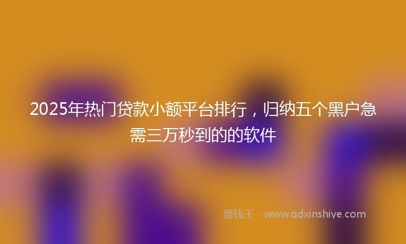 2025年热门贷款小额平台排行，归纳五个黑户急需三万秒到的的软件