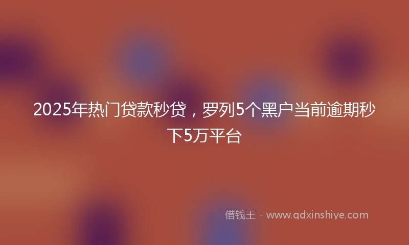 2025年热门贷款秒贷，罗列5个黑户当前逾期秒下5万平台