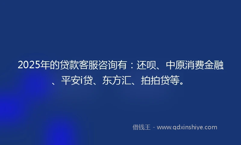 2025年的贷款客服咨询有：还呗、中原消费金融、平安i贷、东方汇、拍拍贷等。