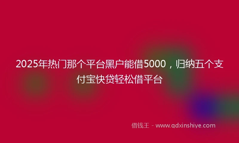 2025年热门那个平台黑户能借5000,归纳五个支付宝快贷轻松借平台