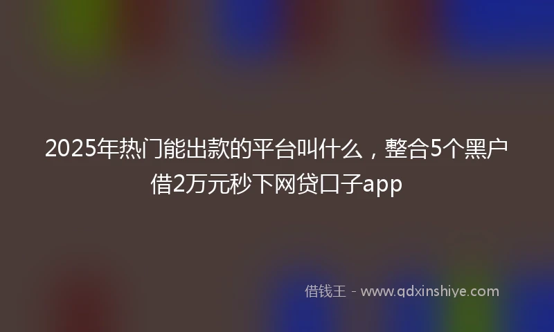 2025年热门能出款的平台叫什么，整合5个黑户借2万元秒下网贷口子app