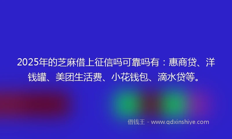 2025年的芝麻借上征信吗可靠吗有：惠商贷、洋钱罐、美团生活费、小花钱包、滴水贷等。